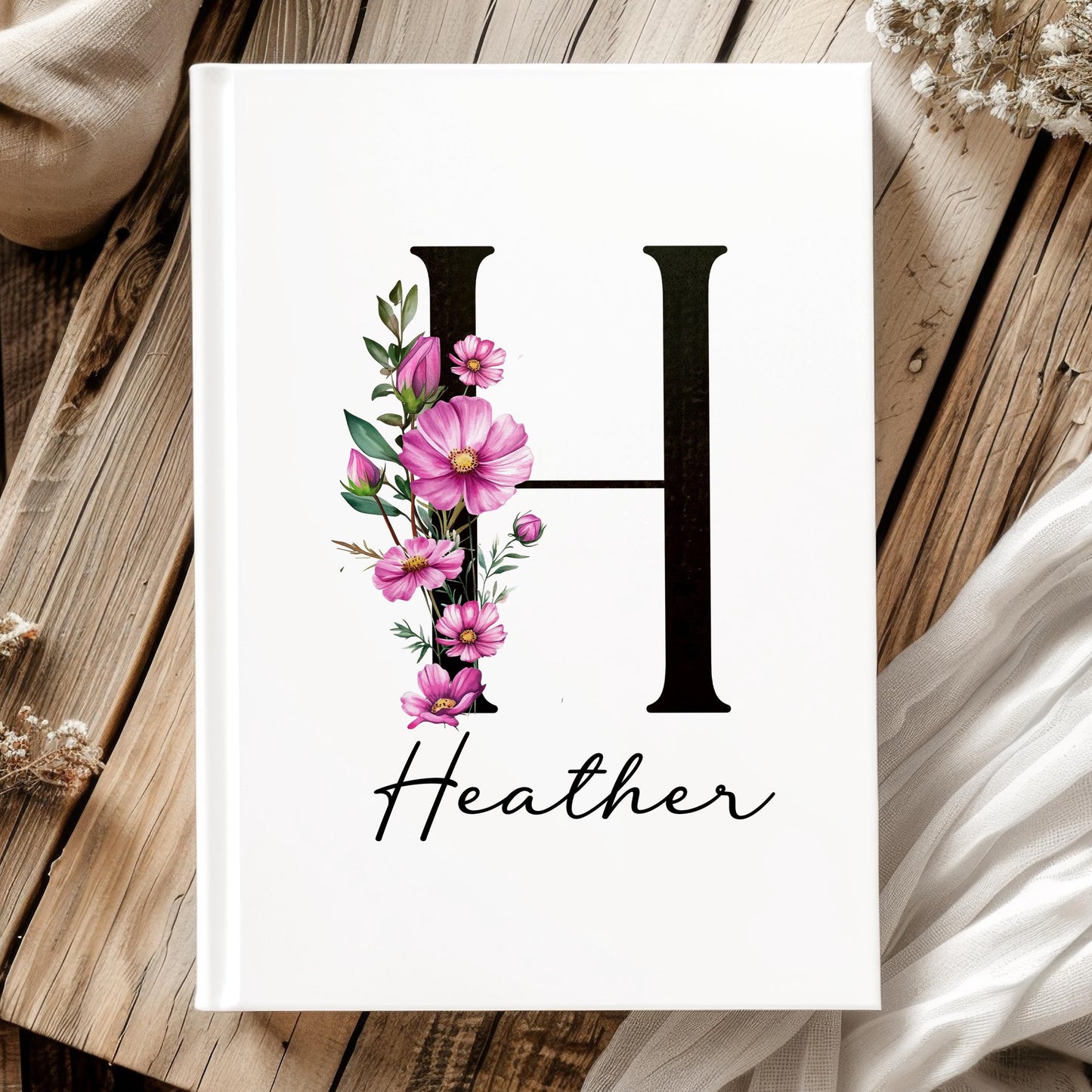 Personalized Journal – Deluxe Hardcover Notebook With Floral Birth Flower Gift