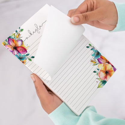 Personalized Flower Notepad – Custom Name Notepads with Floral Garden Stationery