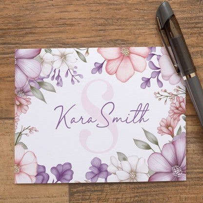 Personalized Note Cards - Custom Folded Notecards with Wildflower Stationery & Matching Envelopes Included
