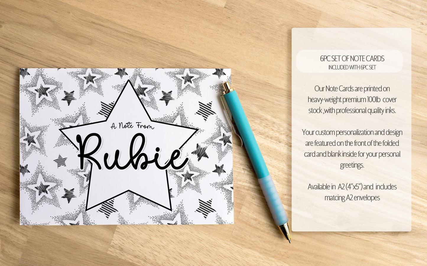 Personalized Stationery Set - Star Letter Paper & Notebook and Pen Gift Kit