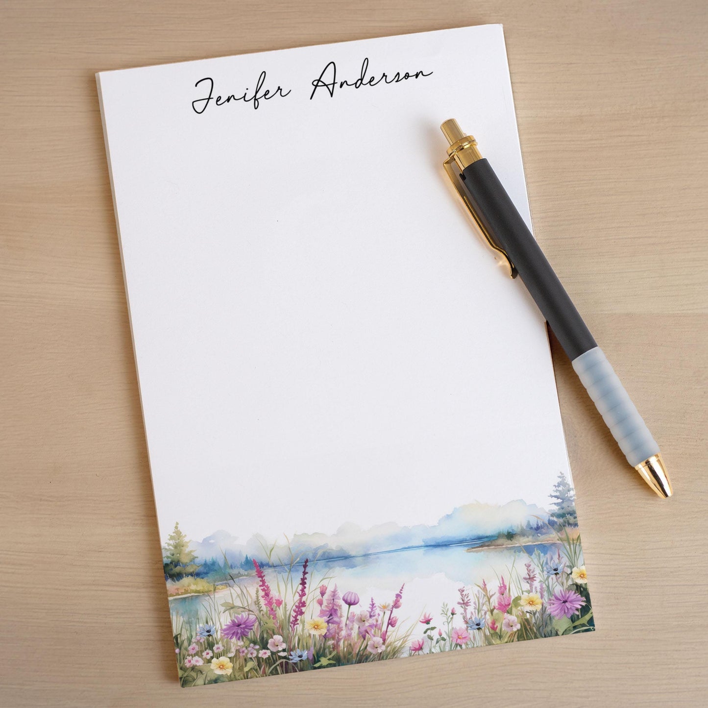 Personalized Notepad – Custom Forest Wildflower Note Pad with Name | Nature Lovers Gift
