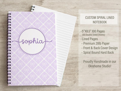 Personalized Stationery Set – Kids Letter Writing Kit with Purple Bow Notebook & Envelopes