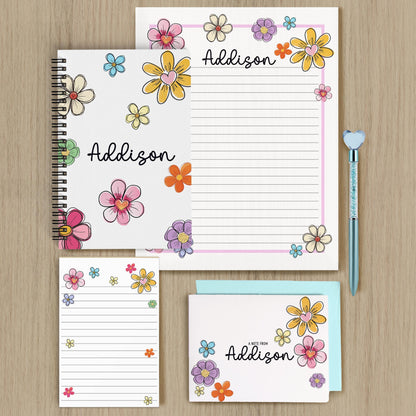 Personalized Stationery Set – Kids Letter Writing Kit With Floral Notepads & Envelopes