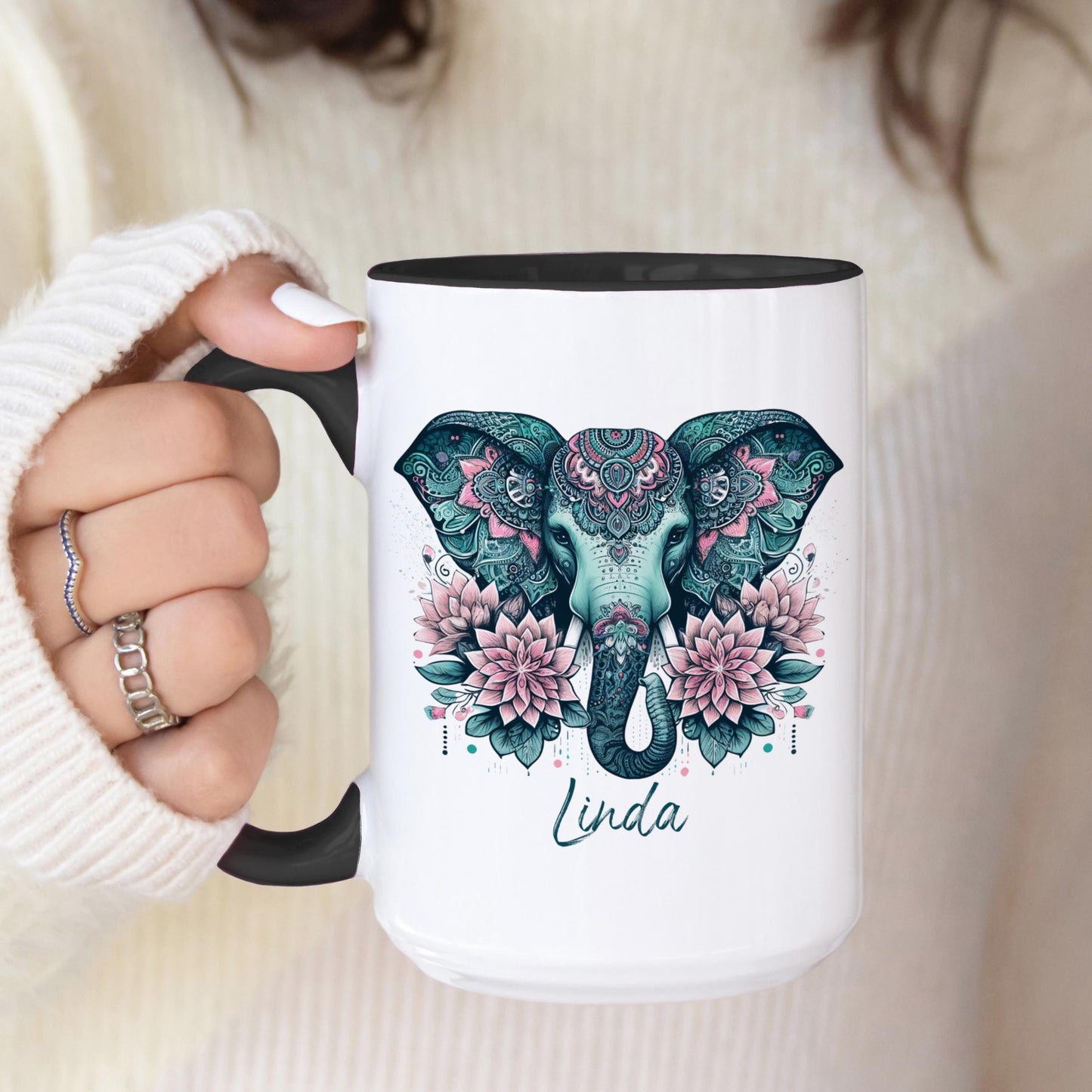 Personalized Elephant Mug - Custom Coffee Cup for Elephant Lovers Gift | Microwave Safe Ceramic