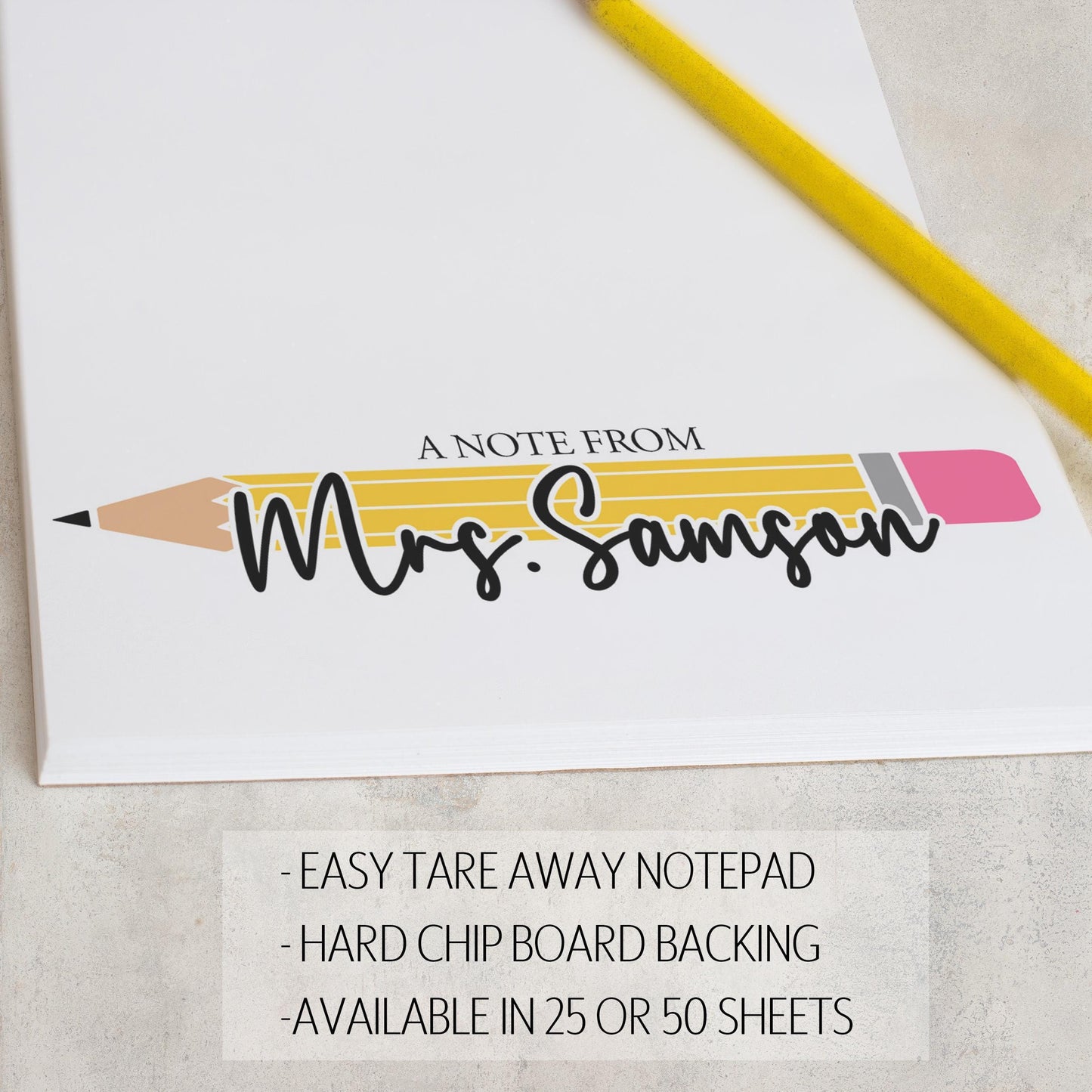 Personalized Teacher Notepad - Custom Name Stationery | Classroom Notepads & Teacher Appreciation Gifts