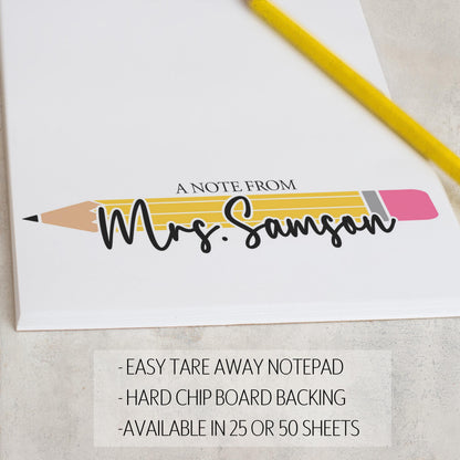 Personalized Teacher Notepad - Custom Name Stationery | Classroom Notepads & Teacher Appreciation Gifts