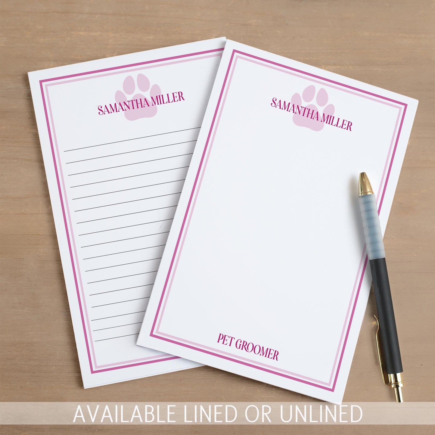 Personalized Paw Print Notepad - Custom Name Stationery | Pet Groomer Gift Idea