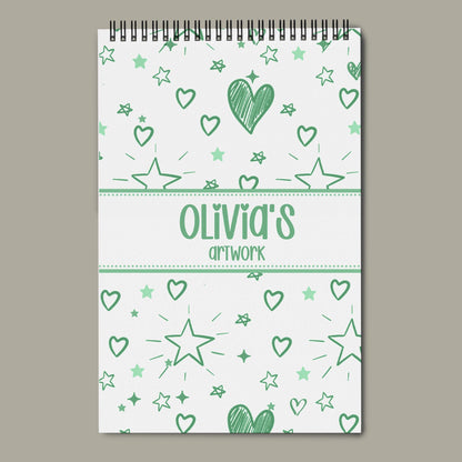 Personalized Sketchbook Girls – Custom Name Drawing Journal | Spiral Bound Art Pad