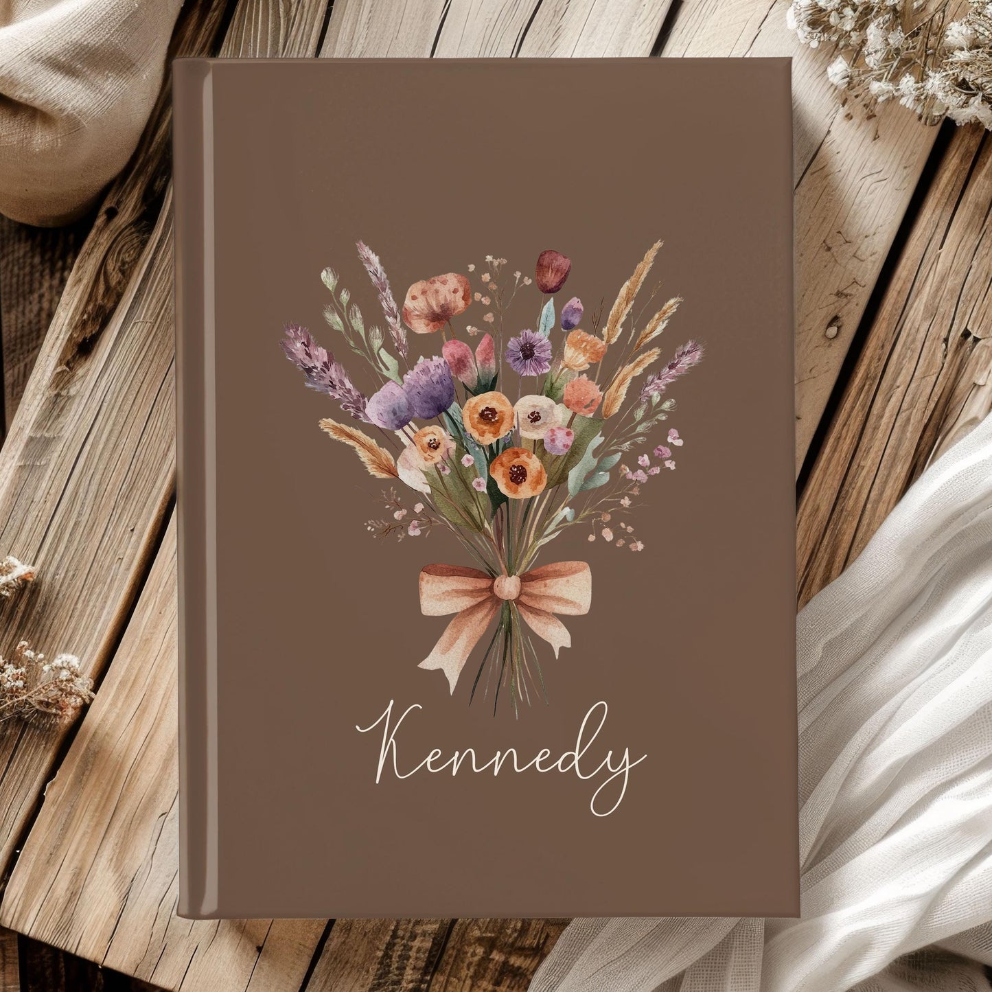 Personalized Hardcover Journal - Boho Floral Notebook | Custom Writing Notebook Gift