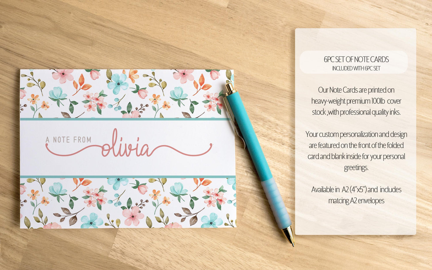 Personalized Stationery Set - Floral Notepads & Wildflower Notebook With Pen