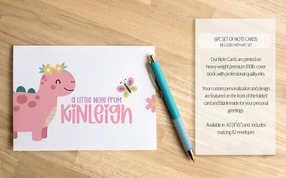Kids Dino Stationery Set - Personalized Dinosaur Writing Paper & Notepad with Stickers