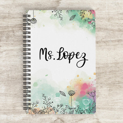 Personalized Girls Notebook - Custom Kids Journal With Wildflower Name & Spiral Bound
