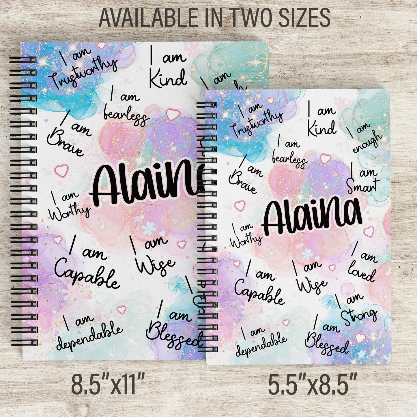 Personalized Girls Notebook - Spiral Bound Journal With Positive Affirmations & Gratitude