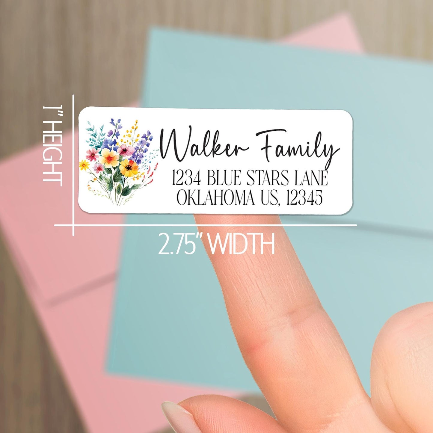 Custom Address Labels - Rainbow Flower Return Address Stickers | Water Resistant, Smudge Proof