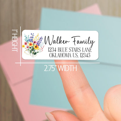 Custom Address Labels - Rainbow Flower Return Address Stickers | Water Resistant, Smudge Proof