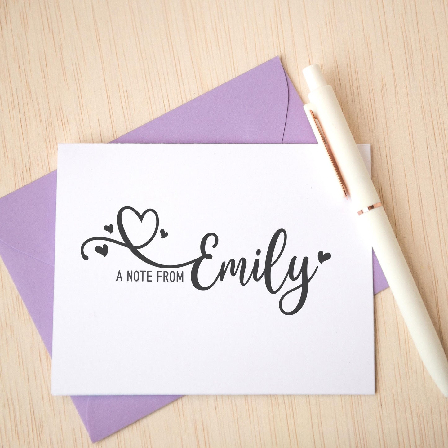 Personalized Note Cards - Custom Stationery Set with Heart Folded Thank You Cards & Envelopes