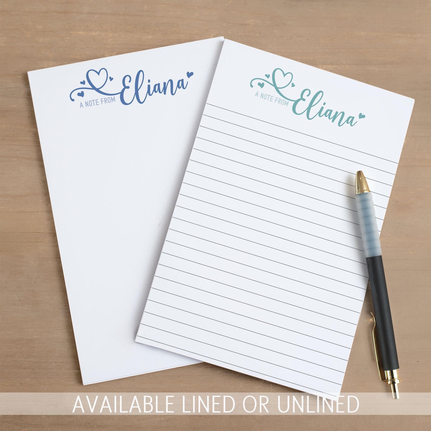 Personalized Notepad – Girls Script Heart Notepad | Custom Stationery Gift for Teacher