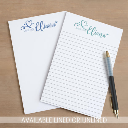 Personalized Notepad – Girls Script Heart Notepad | Custom Stationery Gift for Teacher