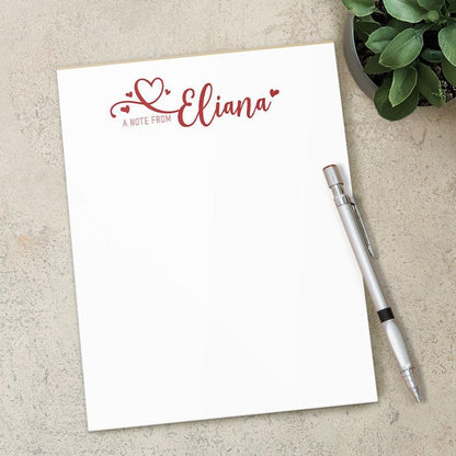 Personalized Notepad – Girls Script Heart Notepad | Custom Stationery Gift for Teacher