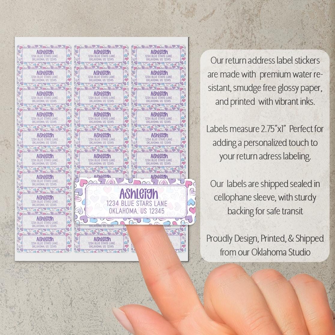 Personalized Address Labels | Cute Pastel Return Labels - Repositionable Letter Writing Stickers