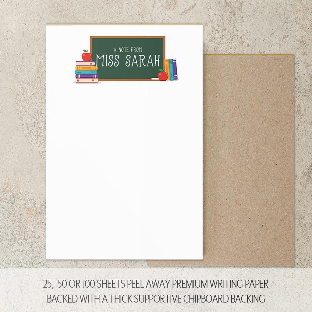 Personalized Teacher Notepad - Custom Name Stationery | Classroom Notepads Gift