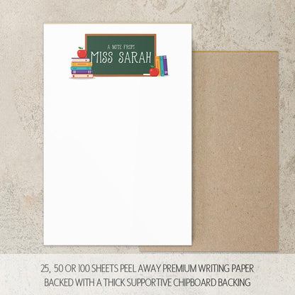 Personalized Teacher Notepad - Custom Name Stationery | Classroom Notepads Gift