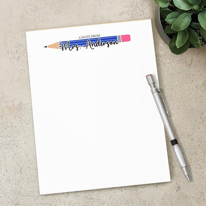 Personalized Teacher Notepad - Colorful Teacher Stationery, Custom Name Classroom Notepads Gift
