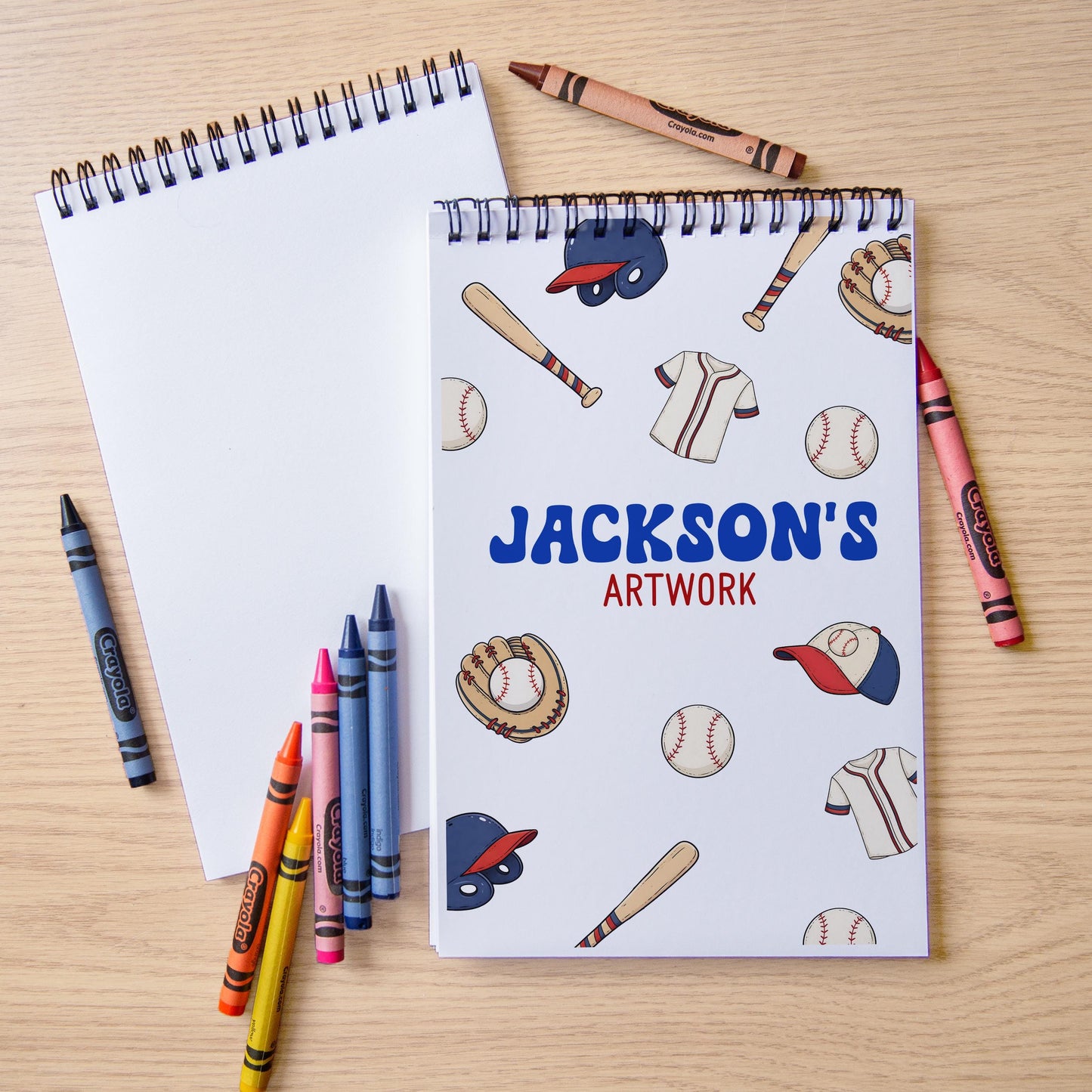 Personalized Boys Sketchbook - Custom Art Pad for Kids Drawing & Baseball Lovers