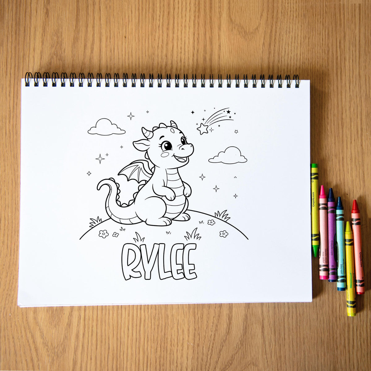 Personalized Dragon Coloring Book, 50 Pages, Spiral 11x8.5, Kids!