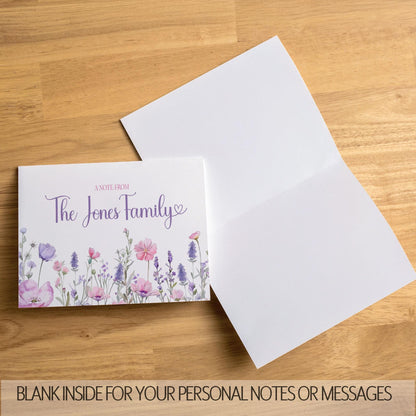 Personalized Note Cards - Custom Name Cards Wildflower Stationery Set with Envelopes