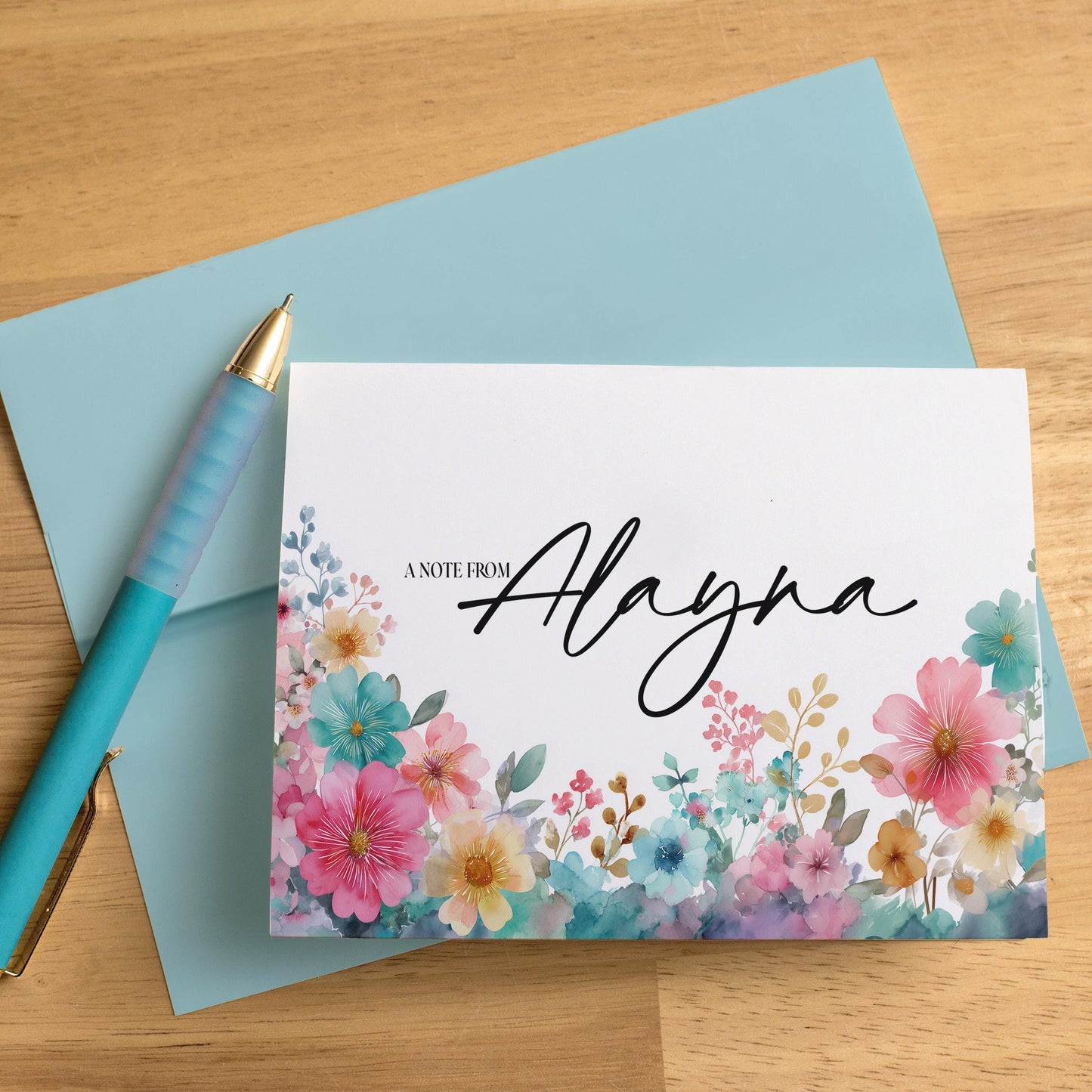 Personalized Note Cards - Wildflower Stationery Set with Custom Envelopes & Thank You Cards