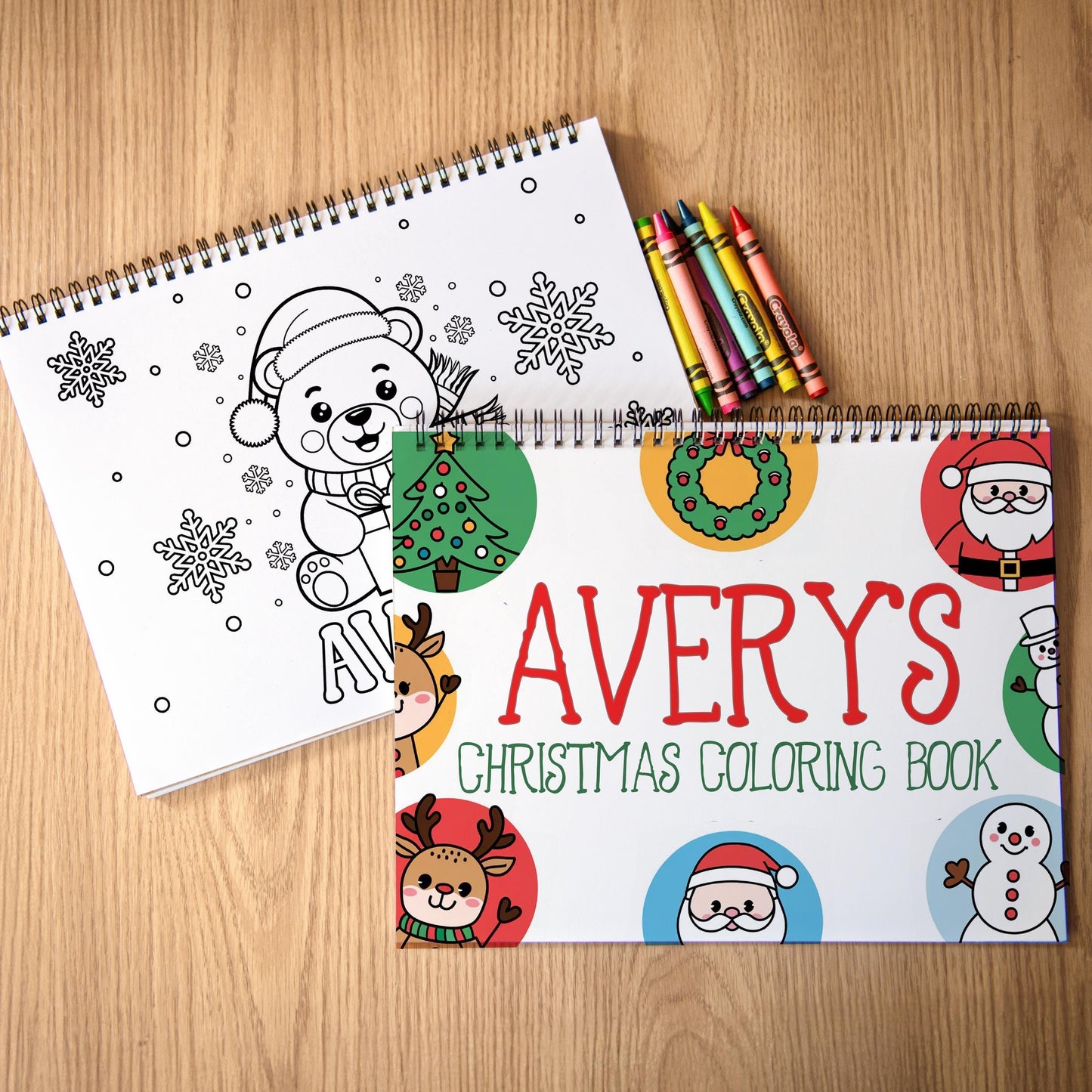 Personalized Christmas Coloring Book - Holiday Activity Book With Custom Name & Spiral Bound Pages