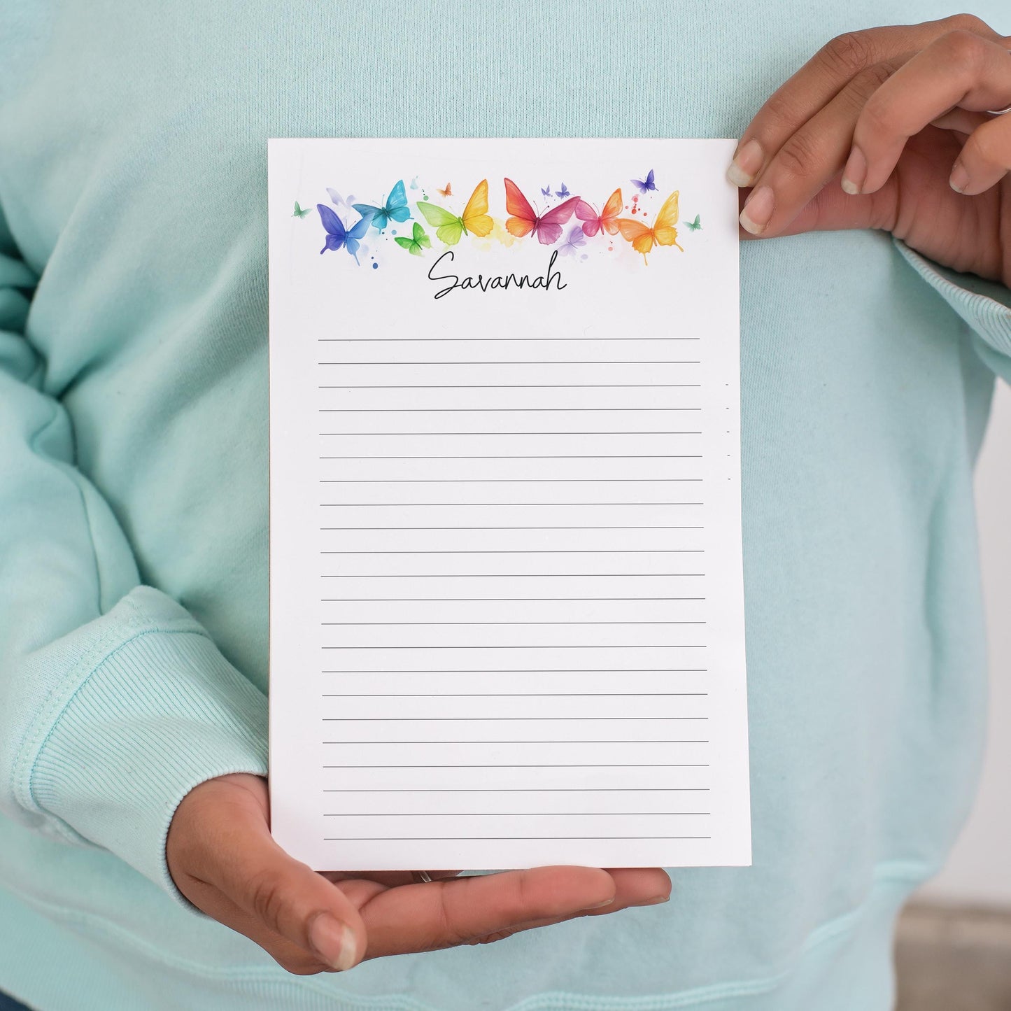Personalized Notepad - Custom Rainbow Butterfly Notepads | Office Memo Pad Gift