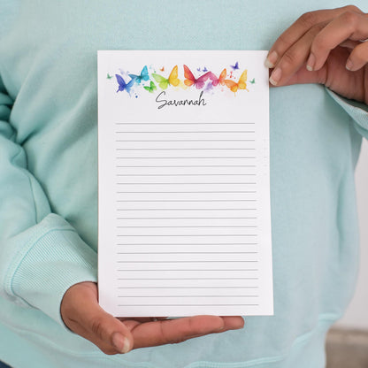 Personalized Notepad - Custom Rainbow Butterfly Notepads | Office Memo Pad Gift