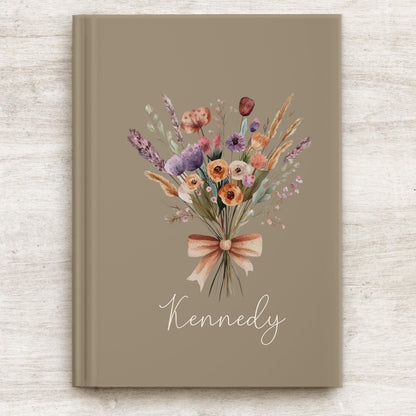 Personalized Hardcover Journal - Boho Floral Notebook | Custom Writing Notebook Gift