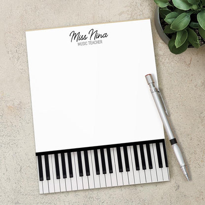 Music Teacher Notepad - Personalized Piano Keys Notepad | Unique Musician Gift Ideas