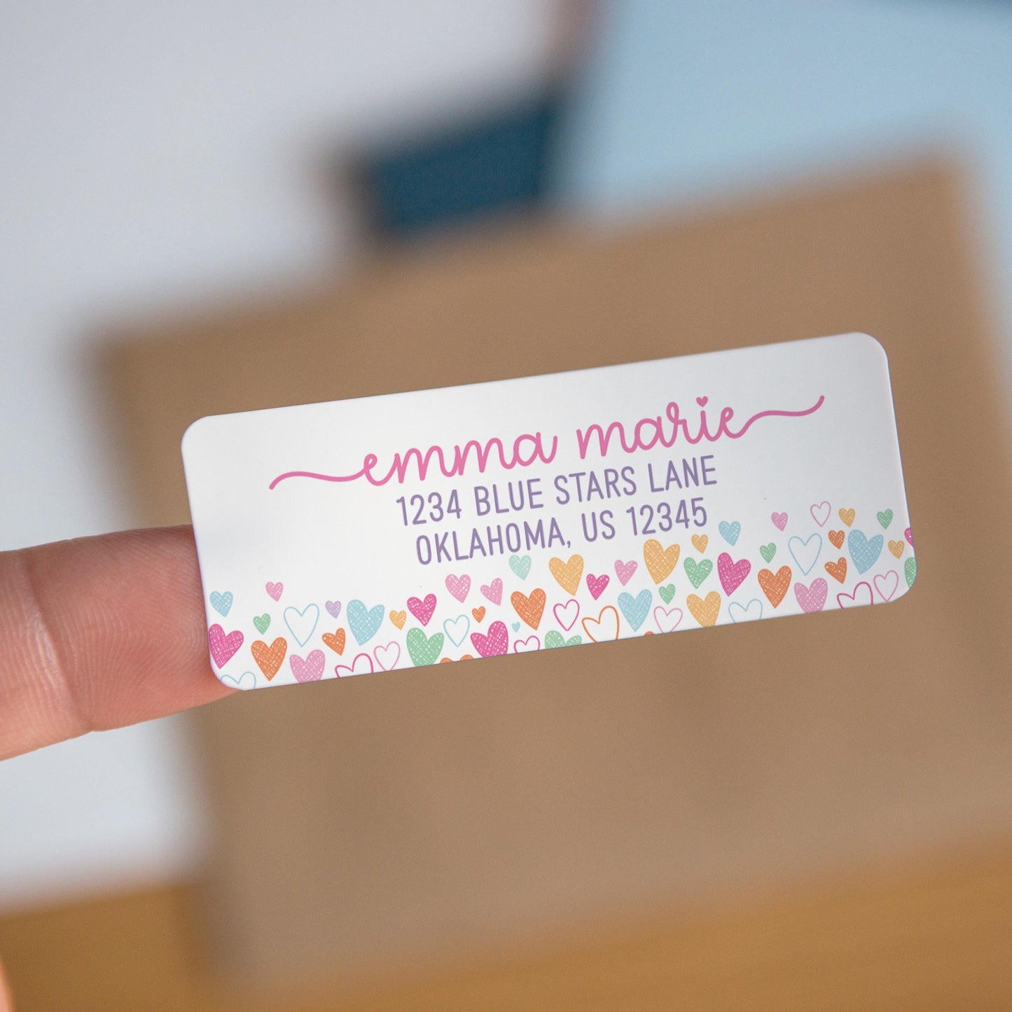 Personalized Address Labels | Back To School Rainbow Heart Custom Return Address Sticker Sheets