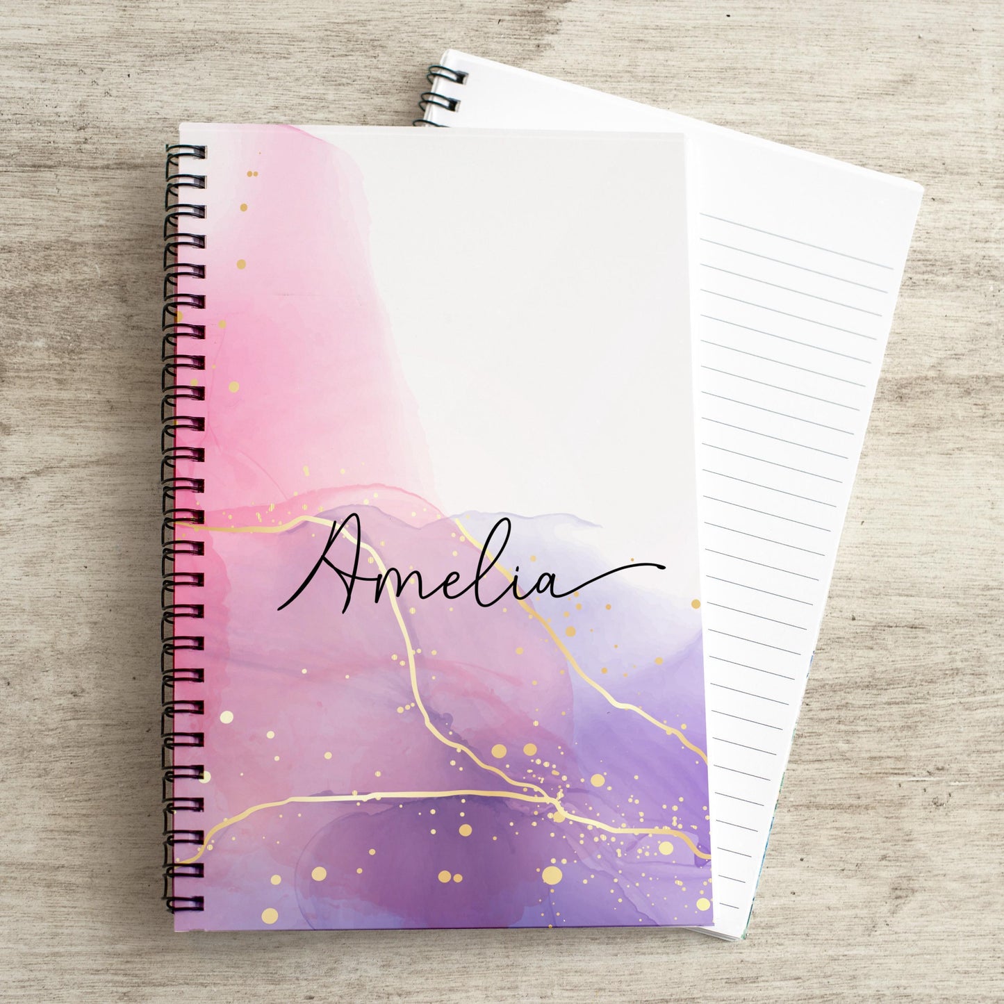 Personalized Pink Notebook - Custom Journal Notebooks with Name | Pretty Marble Notepads