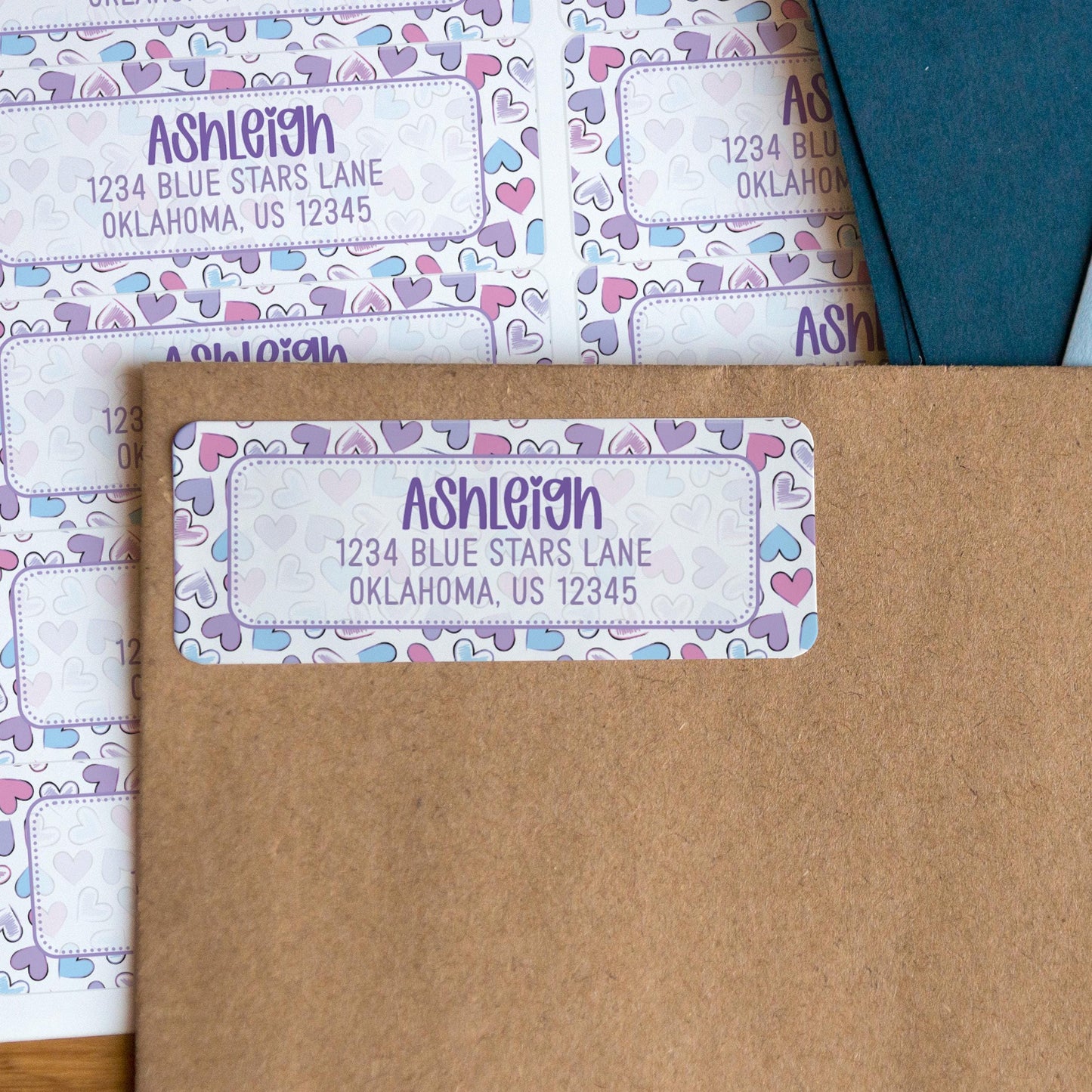 Personalized Address Labels | Cute Pastel Return Labels - Repositionable Letter Writing Stickers