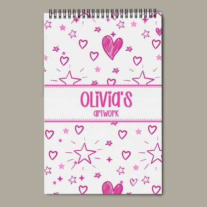 Personalized Sketchbook Girls – Custom Name Drawing Journal | Spiral Bound Art Pad