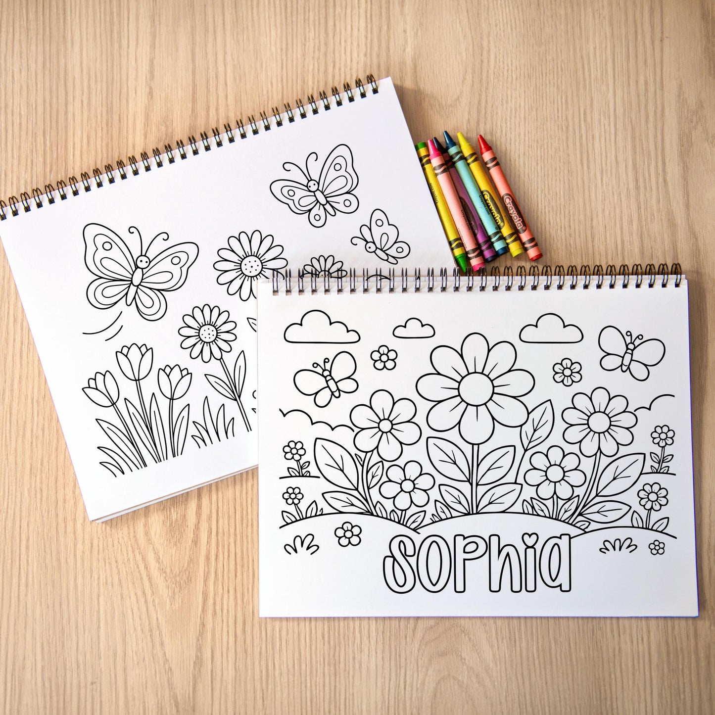 Personalized Flower Coloring Book - Custom Kids Spiral Bound Art Gift