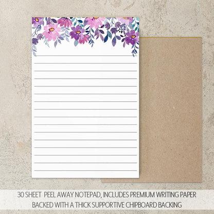 Personalized Stationery Set – Floral Writing Paper Envelopes & Notecards with Pen Gift