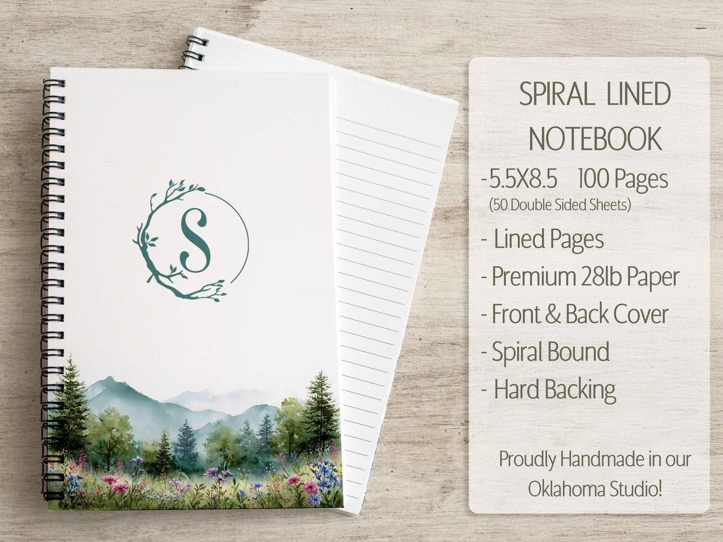 Personalized Stationery Set – Floral Notebook & Envelope Notecard Writing Gift