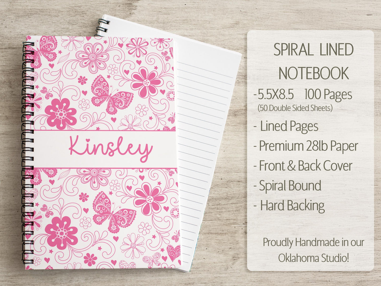 Personalized Stationery Set - Girls Butterfly Letter Writing Set with Notebook & Pen