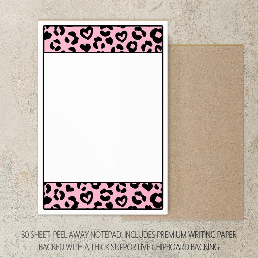 Personalized Stationery Set – Pink Cheetah Leopard Letter Writing Gift Set with Notebook & Pen