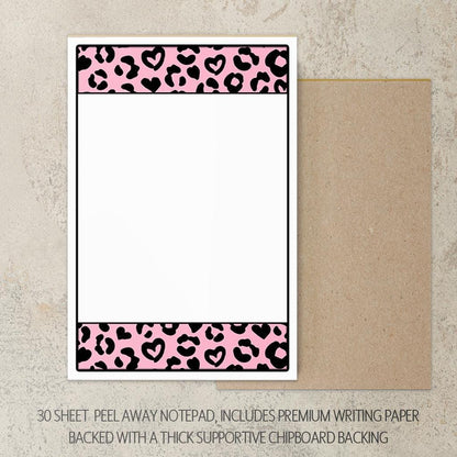 Personalized Stationery Set – Pink Cheetah Leopard Letter Writing Gift Set with Notebook & Pen
