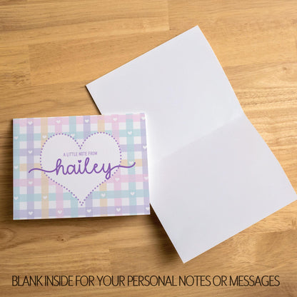 Personalized Note Cards - Custom Name Notecards | Cute Girls Stationery Set with Envelopes