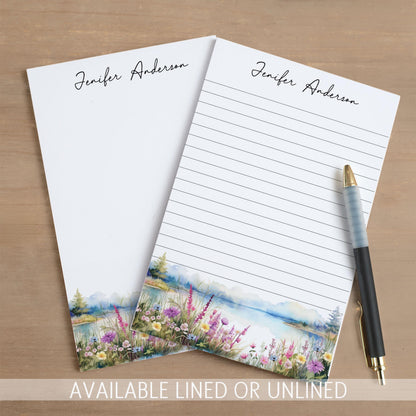 Personalized Notepad – Custom Forest Wildflower Note Pad with Name | Nature Lovers Gift