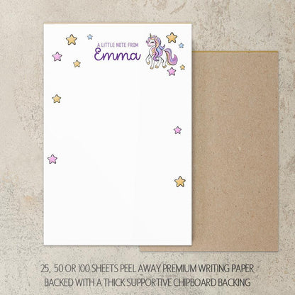 Personalized Unicorn Notepad – Custom Kids Notepad with Name | Cute Girls Stationery Gift