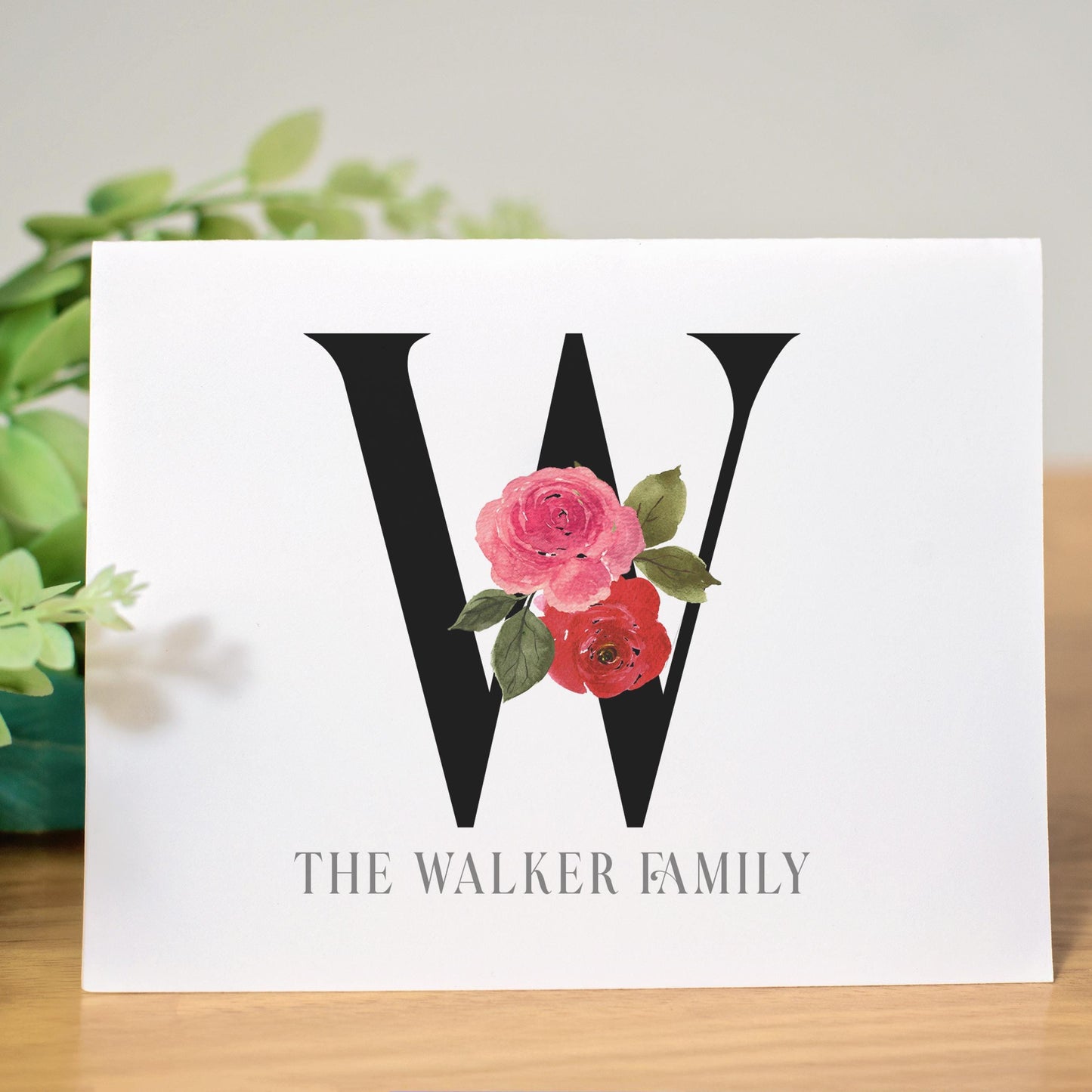 Personalized Monogram Note Cards - Custom Rose Notecards with Envelopes | Folded Thank You Cards Gift Set